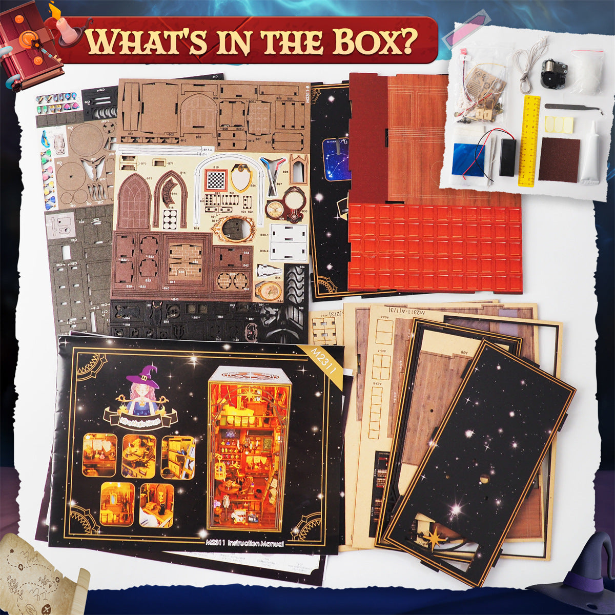 DIY Book Nook Kit, 3D Wooden Puzzles Magic House