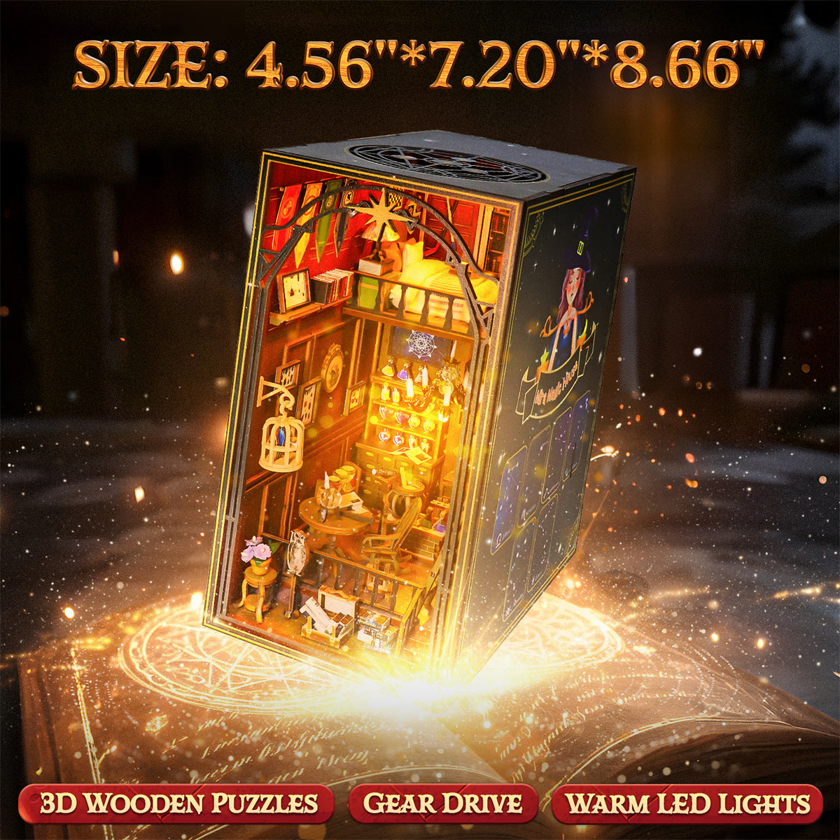 DIY Book Nook Kit, 3D Wooden Puzzles Magic House