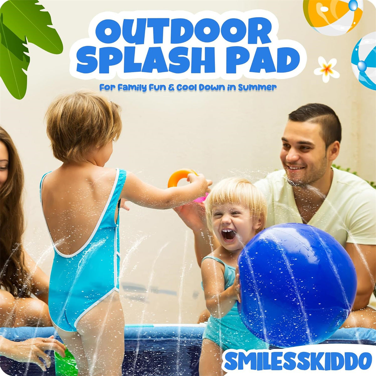 Thicken Water Play Mat Non-Slip Durable Summer Pool (67" Square)